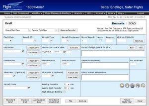 1800WXBRIEF flight plan page